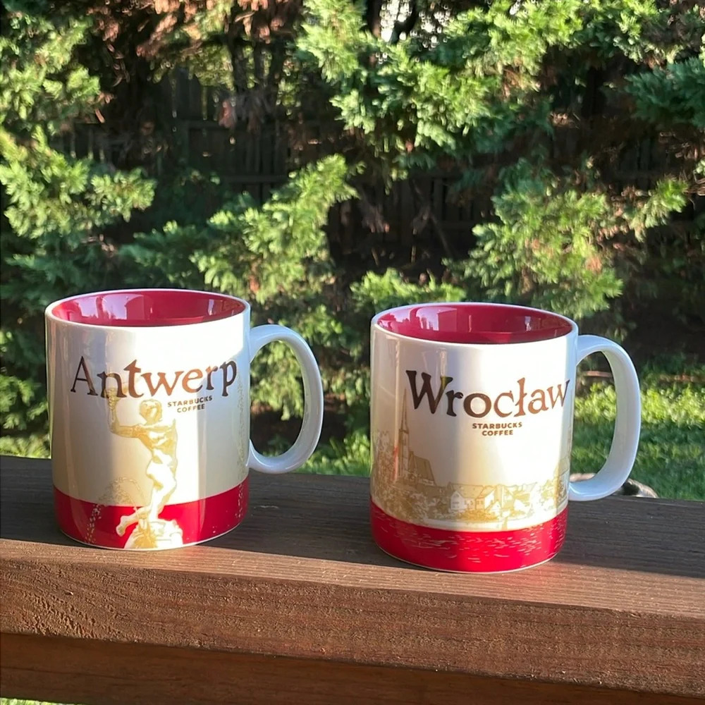 Starbucks Set of 2 Collector Cities Series Antwerp and Wroclaw Coffee Mug